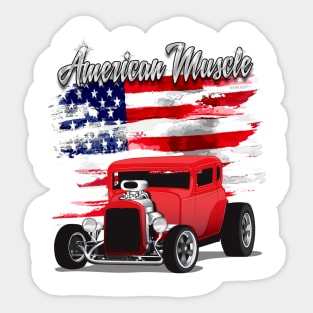 1932 Red Chevy 5 Window Coupe HotRod American Muscle Print Sticker